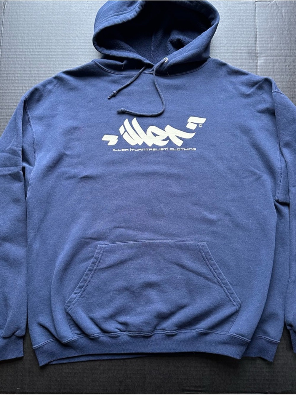 ILLER Navy Hoodie with White Graphic